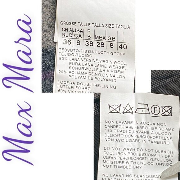 MAX MARA Brown & Lavender Purple Plaid Wool Blazer, Size 6 - Picture 6 of 7